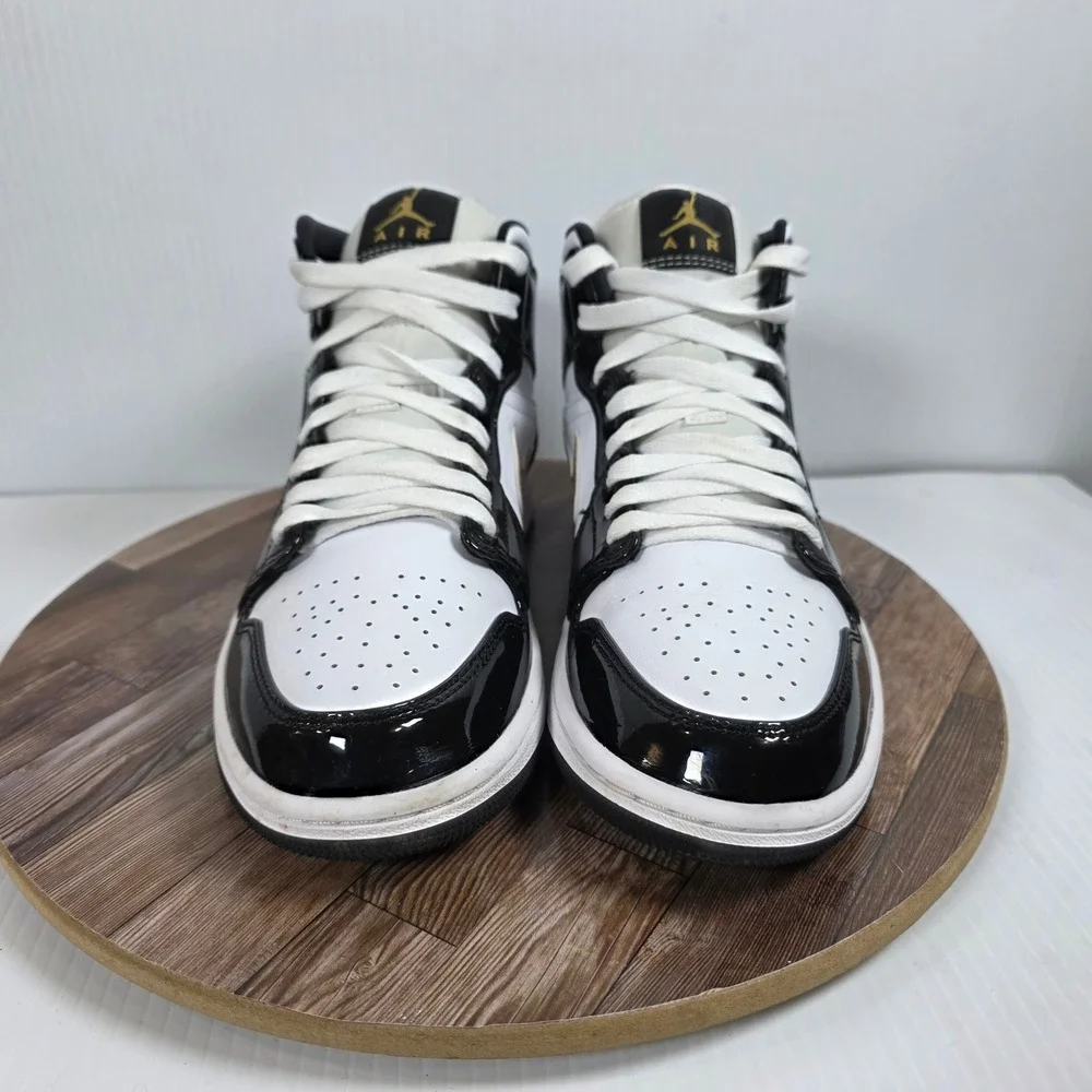 Jordan Air Jordan 1 Mid SE Mens 9.5 White Black Metallic Gold 852542-007